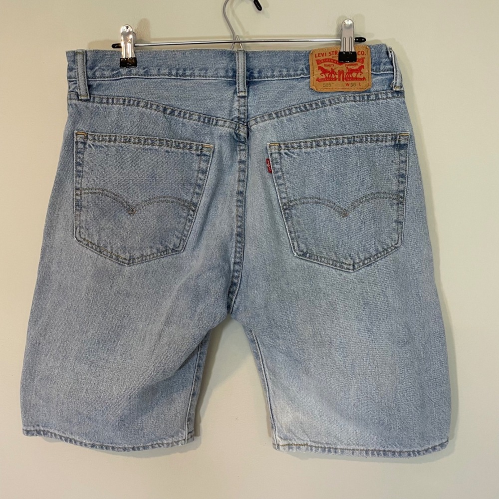 Levis 505 Mens Light Wash Denim Shorts Regular Fit Blue Cotton W36 Jorts Y2K